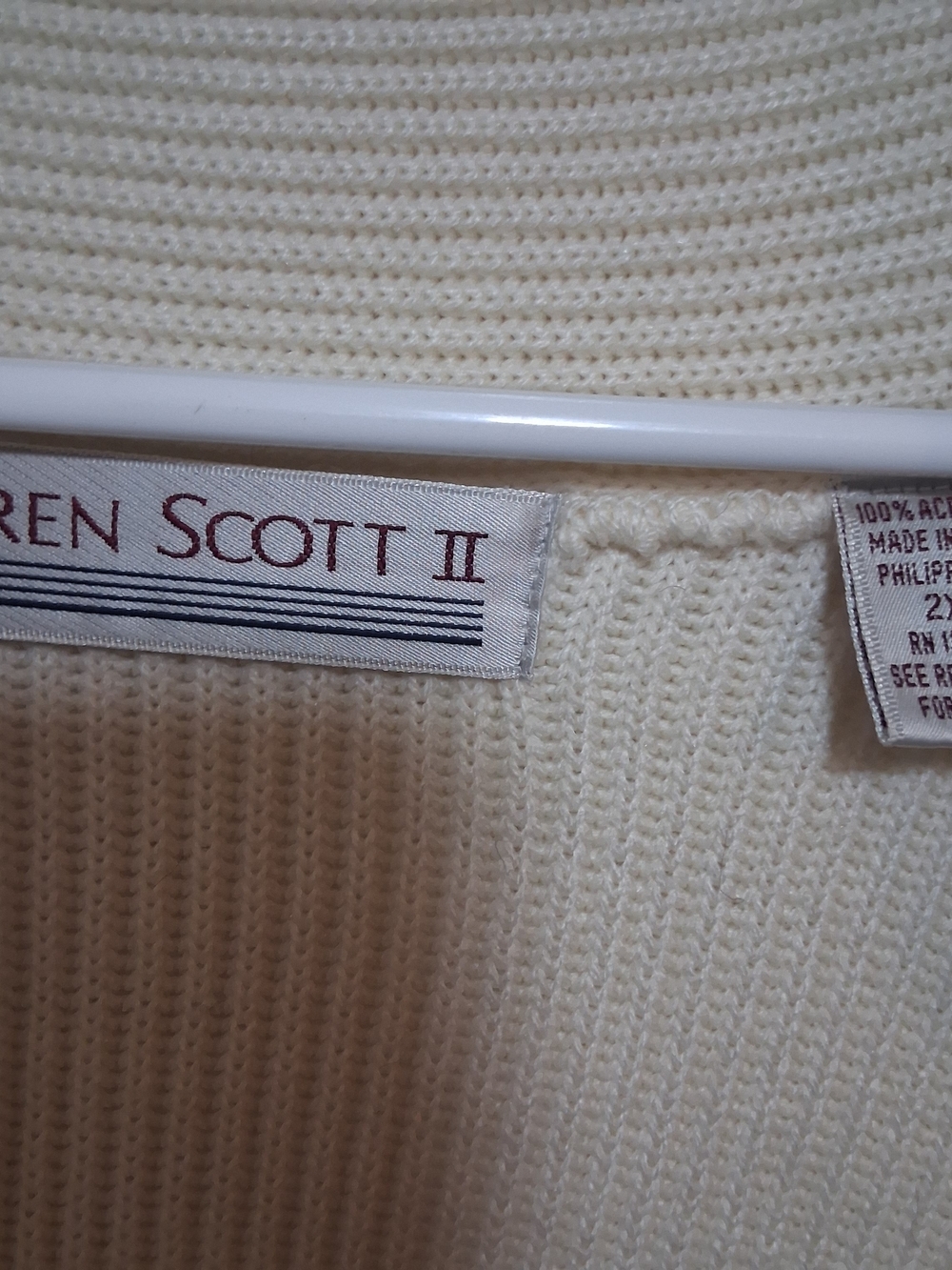 Scott Cream Ribbed Button-Front Women's Cardigan - Picture 3 of 3